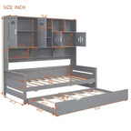 Lit de repos double/complet avec bibliothèque de rangement, lit de repos en bois avec lit gigogne, lit de repos en bois avec armoires de rangement et étagères