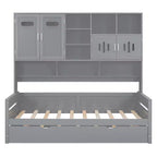 Lit de repos double/complet avec bibliothèque de rangement, lit de repos en bois avec lit gigogne, lit de repos en bois avec armoires de rangement et étagères