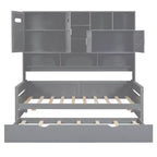 Lit de repos double/complet avec bibliothèque de rangement, lit de repos en bois avec lit gigogne, lit de repos en bois avec armoires de rangement et étagères