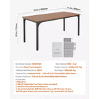 VEVOR Table de Salle à Manger Rectangulaire, Grande Table en Bois de 180 cm de Long pour 6-8 Personnes, Meuble de Salle à Manger de Style Ferme, avec Pieds en Fer (Table Uniquement), Marron