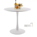 VEVOR Round Dining Table, 31.5 in Wood Table for 2-4 Person, Modern Circle Furniture, with Pedestal Base in Tulip Design, (Only Table),White