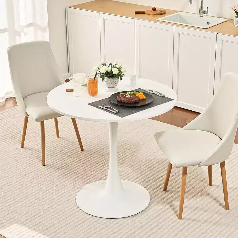 VEVOR Table de Salle à Manger Ronde, Table en Bois de 80 cm pour 2-4 Personnes, Meuble Circulaire Moderne, avec Pied Tulipe, (Table Uniquement), Blanc