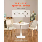 VEVOR Table de Salle à Manger Ronde, Table en Bois de 80 cm pour 2-4 Personnes, Meuble Circulaire Moderne, avec Pied Tulipe, (Table Uniquement), Blanc
