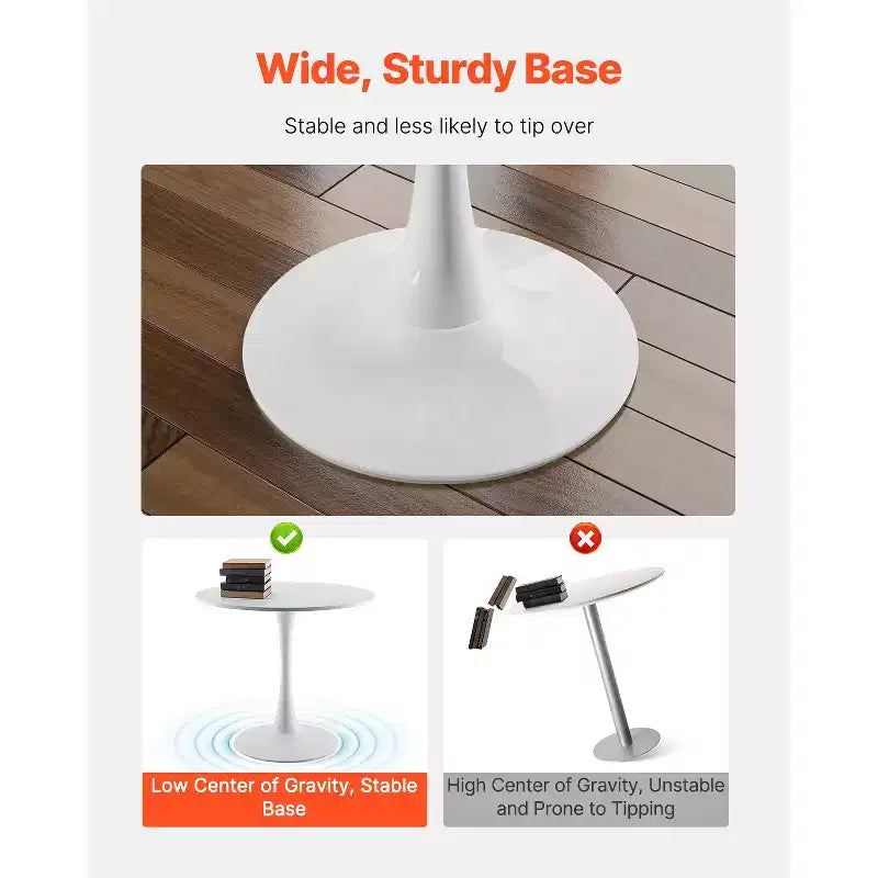 VEVOR Table de Salle à Manger Ronde, Table en Bois de 80 cm pour 2-4 Personnes, Meuble Circulaire Moderne, avec Pied Tulipe, (Table Uniquement), Blanc