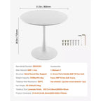 VEVOR Table de Salle à Manger Ronde, Table en Bois de 80 cm pour 2-4 Personnes, Meuble Circulaire Moderne, avec Pied Tulipe, (Table Uniquement), Blanc