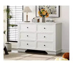 VINGLI White Dresser 6 Drawer, Wood Dresser for Bedroom, Chest of Drawers