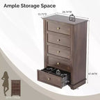 VINGLI Commode Haute à 5 Tiroirs, Commode Marron en Bois pour Chambre à Coucher