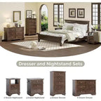 VINGLI Commode Haute à 5 Tiroirs, Commode Marron en Bois pour Chambre à Coucher