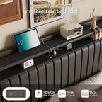 Cadre de lit Acekool flottant avec station de recharge USB, lit plateforme tapissé avec rangement dans la tête de lit et éclairage LED doux