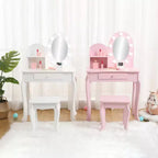 Coiffeuse avec miroir lumineux tactile et tabouret, ensemble coiffeuse et chaise pour filles