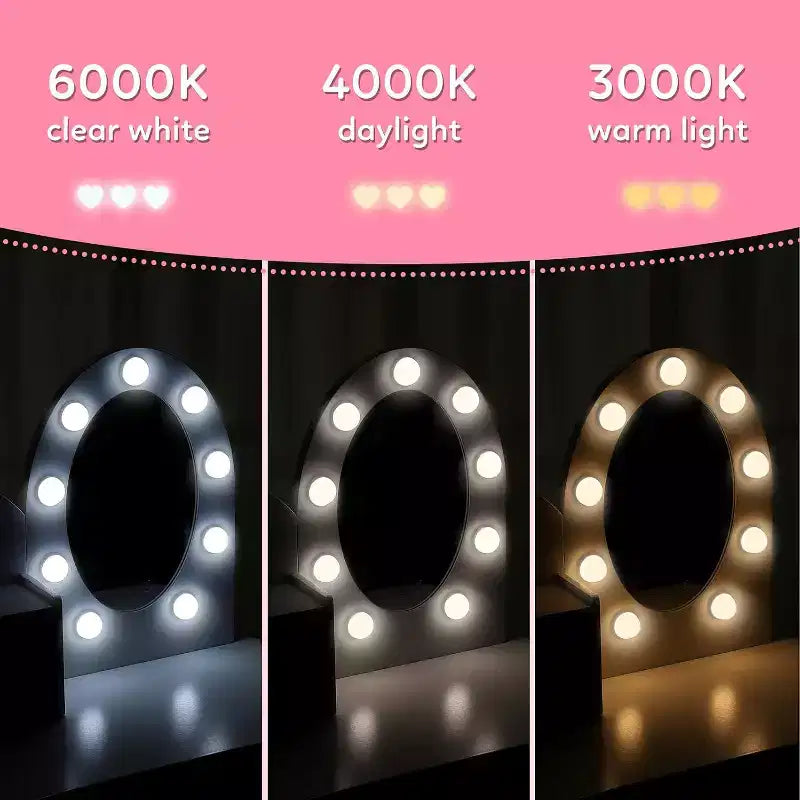 Coiffeuse avec miroir lumineux tactile et tabouret, ensemble coiffeuse et chaise pour filles
