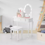 Coiffeuse avec miroir lumineux tactile et tabouret, ensemble coiffeuse et chaise pour filles