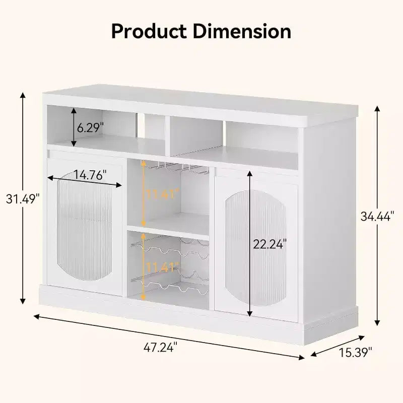 Buffet avec lumières LED, meuble de bar à vin, blanc, moderne