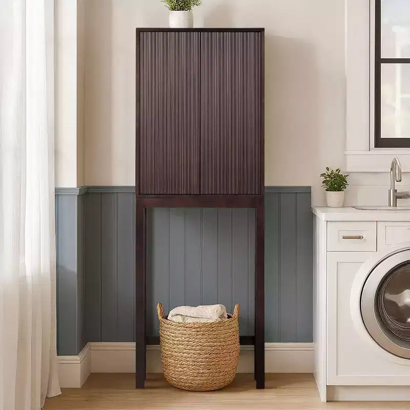 Teamson Home Meuble de rangement d'appoint au-dessus des toilettes Tremolo moderne bohème avec bois massif et façades cannelées contemporaines