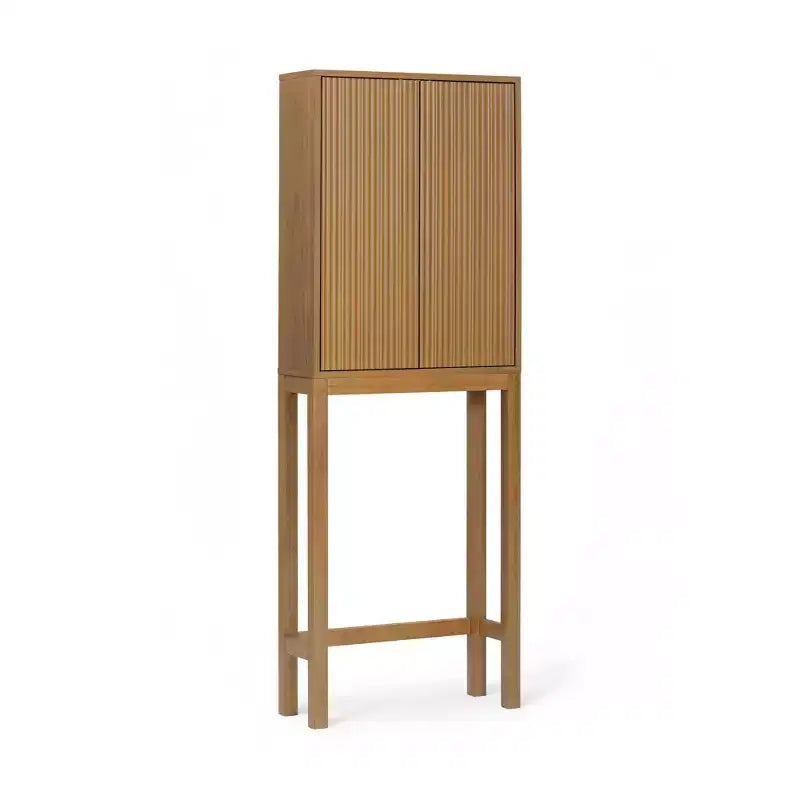 Teamson Home Meuble de rangement d'appoint au-dessus des toilettes Tremolo moderne bohème avec bois massif et façades cannelées contemporaines