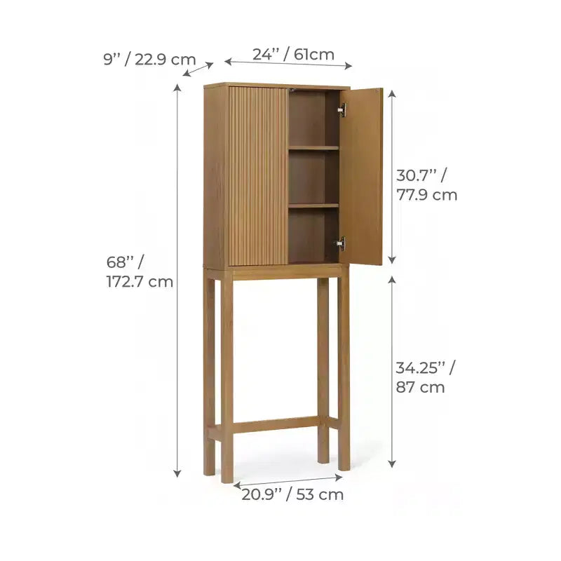 Teamson Home Meuble de rangement d'appoint au-dessus des toilettes Tremolo moderne bohème avec bois massif et façades cannelées contemporaines