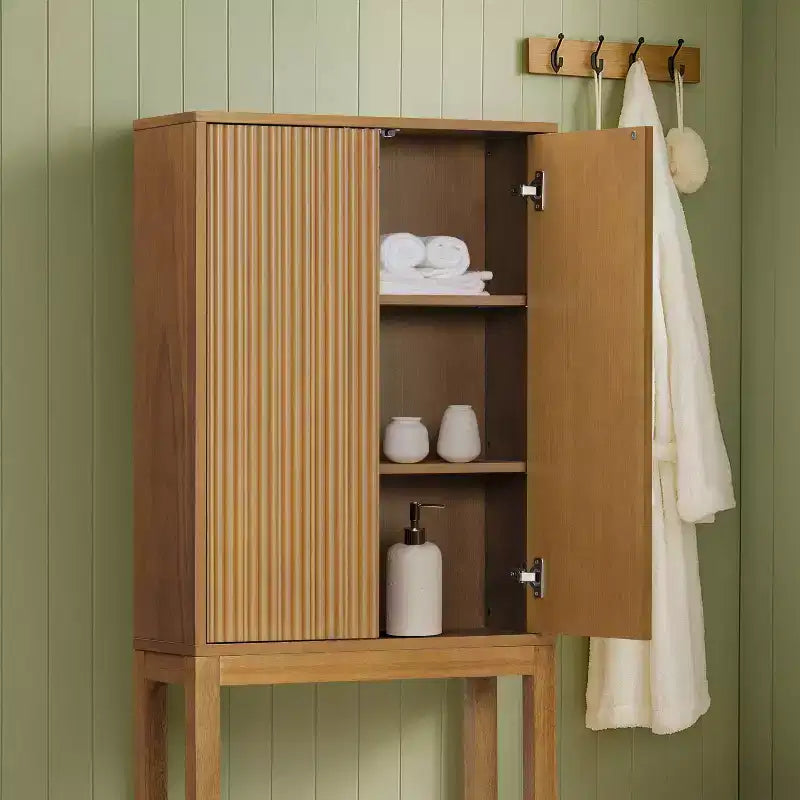 Teamson Home Meuble de rangement d'appoint au-dessus des toilettes Tremolo moderne bohème avec bois massif et façades cannelées contemporaines