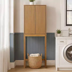 Teamson Home Meuble de rangement d'appoint au-dessus des toilettes Tremolo moderne bohème avec bois massif et façades cannelées contemporaines