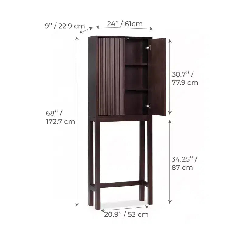 Teamson Home Meuble de rangement d'appoint au-dessus des toilettes Tremolo moderne bohème avec bois massif et façades cannelées contemporaines