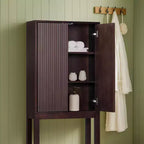 Teamson Home Meuble de rangement d'appoint au-dessus des toilettes Tremolo moderne bohème avec bois massif et façades cannelées contemporaines