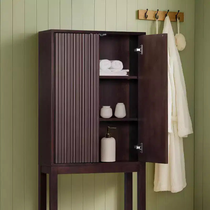 Teamson Home Meuble de rangement d'appoint au-dessus des toilettes Tremolo moderne bohème avec bois massif et façades cannelées contemporaines