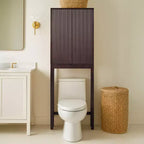 Teamson Home Tremolo Modern Boho Over Toilet Storage Cabinet with Solid Wood & Contemporary Fluted Fronts