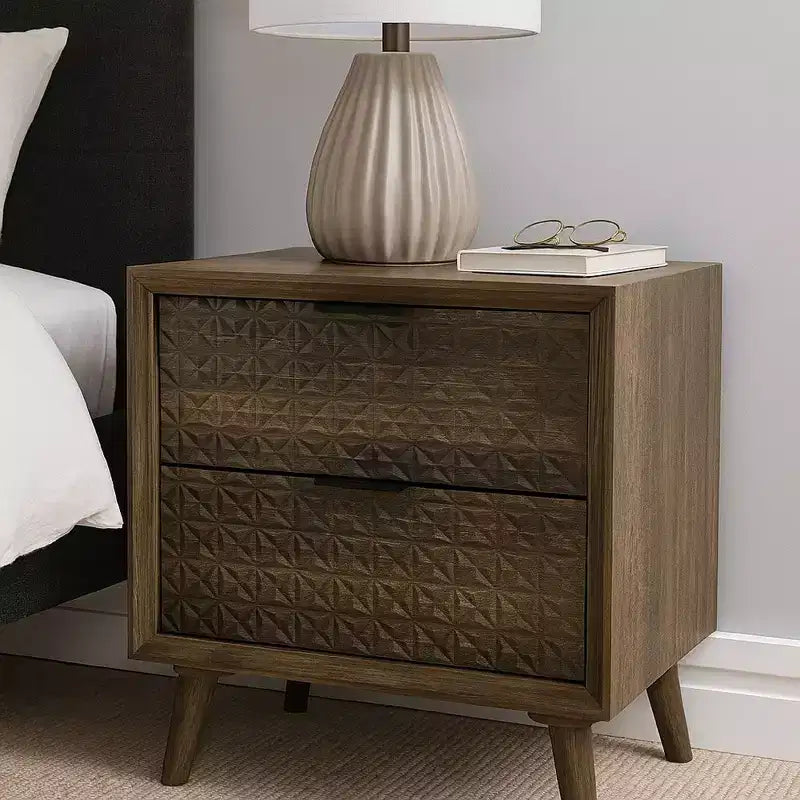 Table de chevet Royal Hampton, 2 tiroirs, bois marron foncé, 63,5 cm