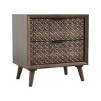 Table de chevet Royal Hampton, 2 tiroirs, bois marron foncé, 63,5 cm