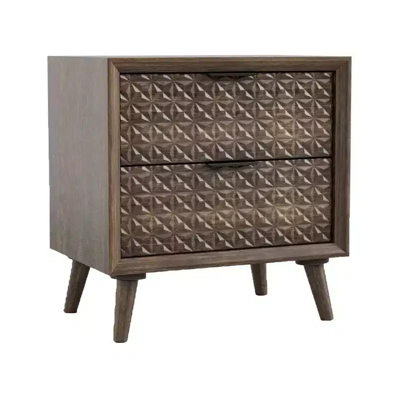 Table de chevet Royal Hampton, 2 tiroirs, bois marron foncé, 63,5 cm