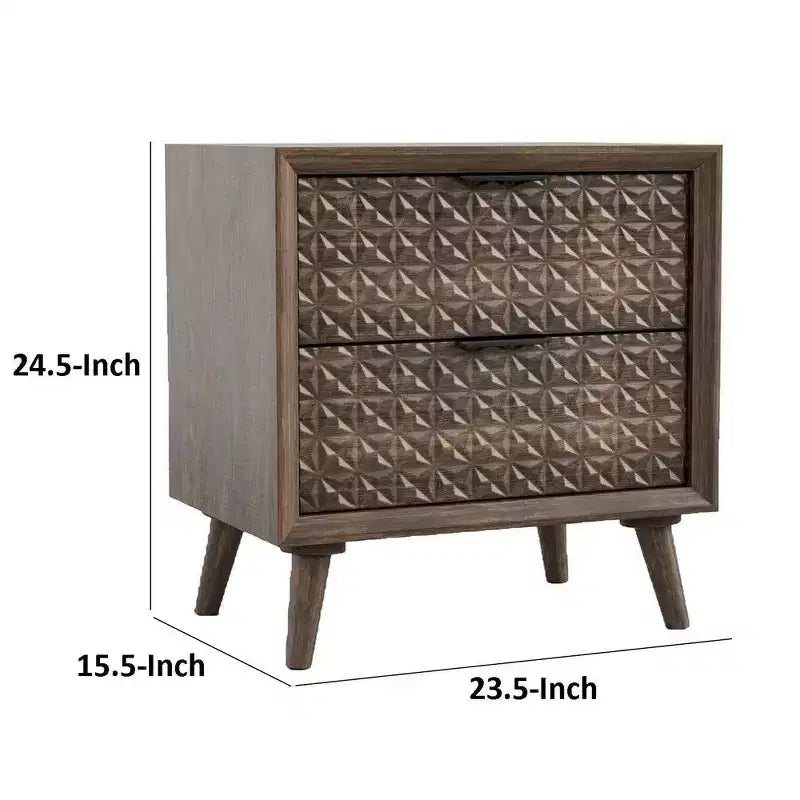 Table de chevet Royal Hampton, 2 tiroirs, bois marron foncé, 63,5 cm