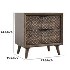Table de chevet Royal Hampton, 2 tiroirs, bois marron foncé, 63,5 cm