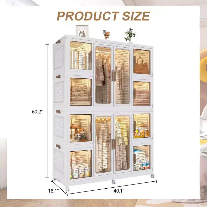 Armoire pour enfants - Armoire pliable et facile à monter, avec 2 tringles et 8 bacs de rangement, idéale pour les chambres et les crèches.