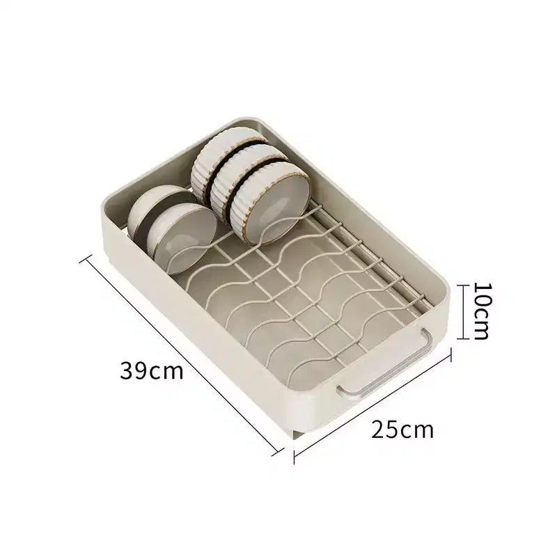 Étagère à bols en acier au carbone, étagères de rangement extensibles pour tiroir avec organisateur de meuble coulissant, maison, blanc crème