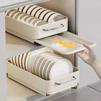 Étagère à bols en acier au carbone, étagères de rangement extensibles pour tiroir avec organisateur de meuble coulissant, maison, blanc crème