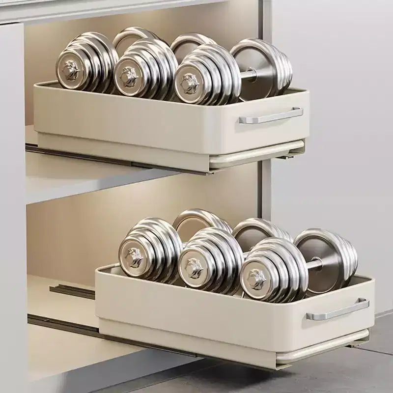 Étagère à bols en acier au carbone, étagères de rangement extensibles pour tiroir avec organisateur de meuble coulissant, maison, blanc crème