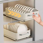 Étagère à bols en acier au carbone, étagères de rangement extensibles pour tiroir avec organisateur de meuble coulissant, maison, blanc crème