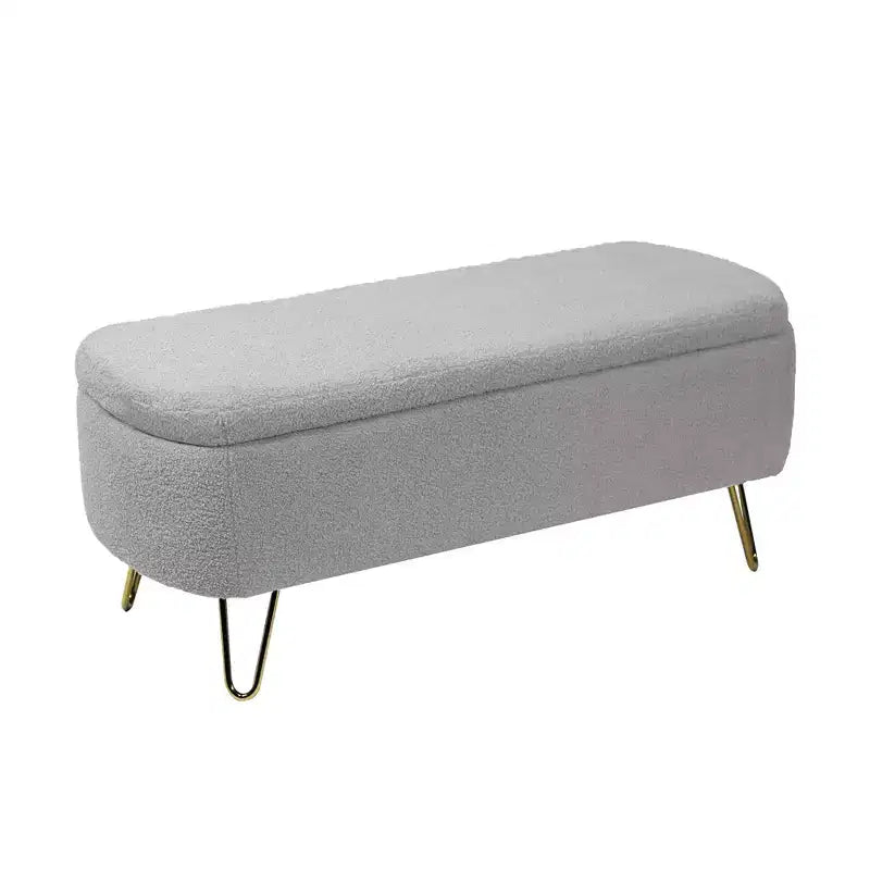 Banc de rangement ottoman Clihome pour pied de lit, banc d'entrée moderne en fausse fourrure blanc ivoire, rembourré avec rangement pour salon et chambre