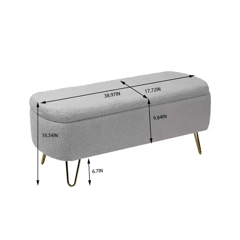 Banc de rangement ottoman Clihome pour pied de lit, banc d'entrée moderne en fausse fourrure blanc ivoire, rembourré avec rangement pour salon et chambre