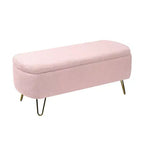 Banc de rangement ottoman Clihome pour pied de lit, banc d'entrée moderne en fausse fourrure blanc ivoire, rembourré avec rangement pour salon et chambre