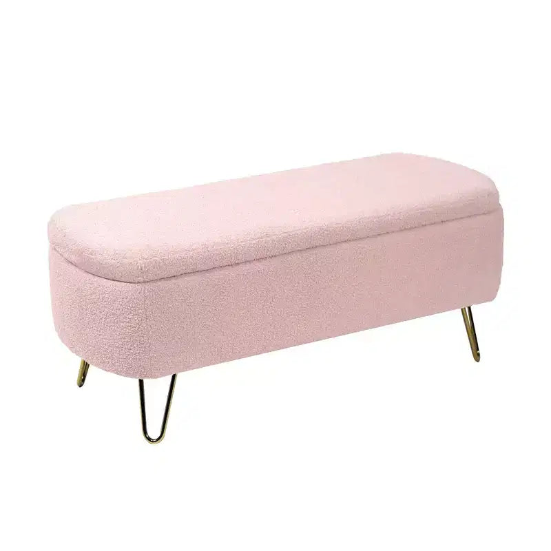 Banc de rangement ottoman Clihome pour pied de lit, banc d'entrée moderne en fausse fourrure blanc ivoire, rembourré avec rangement pour salon et chambre