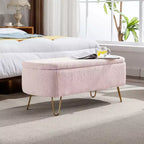 Banc de rangement ottoman Clihome pour pied de lit, banc d'entrée moderne en fausse fourrure blanc ivoire, rembourré avec rangement pour salon et chambre