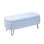 Banc de rangement ottoman Clihome pour pied de lit, banc d'entrée moderne en fausse fourrure blanc ivoire, rembourré avec rangement pour salon et chambre