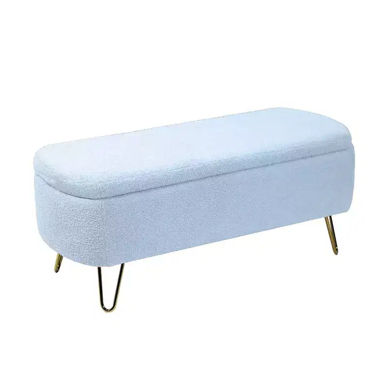 Banc de rangement ottoman Clihome pour pied de lit, banc d'entrée moderne en fausse fourrure blanc ivoire, rembourré avec rangement pour salon et chambre