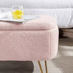 Banc de rangement ottoman Clihome pour pied de lit, banc d'entrée moderne en fausse fourrure blanc ivoire, rembourré avec rangement pour salon et chambre