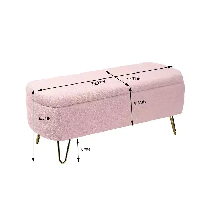 Banc de rangement ottoman Clihome pour pied de lit, banc d'entrée moderne en fausse fourrure blanc ivoire, rembourré avec rangement pour salon et chambre