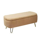 Banc de rangement ottoman Clihome pour pied de lit, banc d'entrée moderne en fausse fourrure blanc ivoire, rembourré avec rangement pour salon et chambre