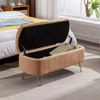 Banc de rangement ottoman Clihome pour pied de lit, banc d'entrée moderne en fausse fourrure blanc ivoire, rembourré avec rangement pour salon et chambre