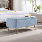 Banc de rangement ottoman Clihome pour pied de lit, banc d'entrée moderne en fausse fourrure blanc ivoire, rembourré avec rangement pour salon et chambre