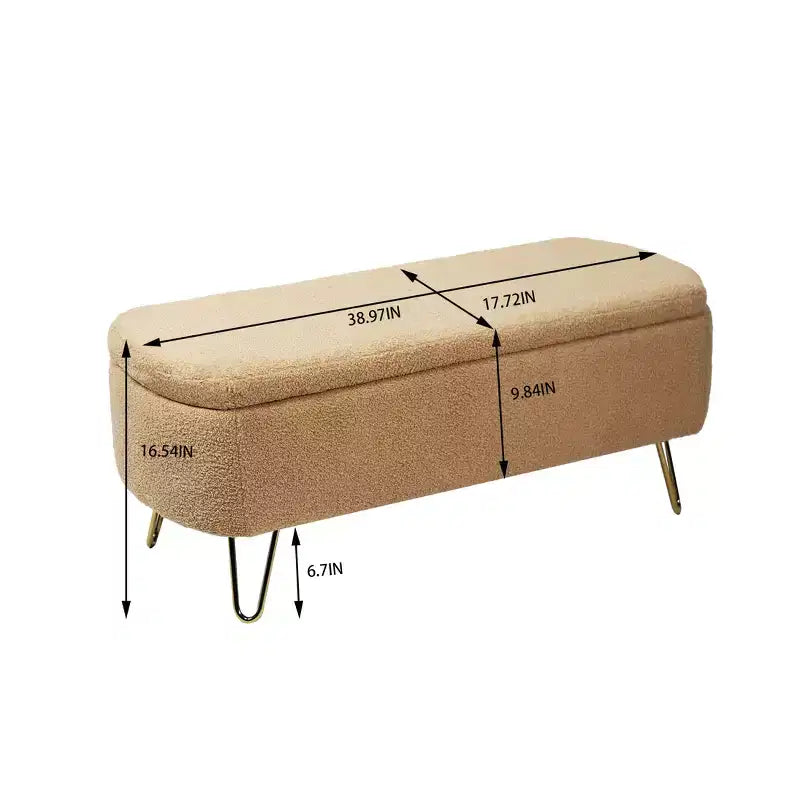Banc de rangement ottoman Clihome pour pied de lit, banc d'entrée moderne en fausse fourrure blanc ivoire, rembourré avec rangement pour salon et chambre