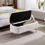 Banc de rangement ottoman Clihome pour pied de lit, banc d'entrée moderne en fausse fourrure blanc ivoire, rembourré avec rangement pour salon et chambre